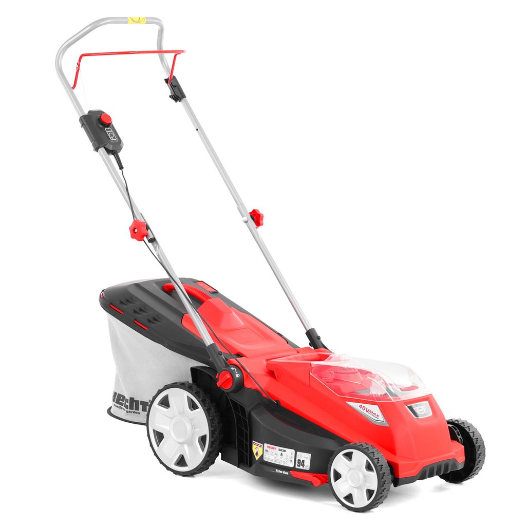 HECHT 5038 – Akkumulátoros hajtás nélküli fűnyíró, akku+töltő nem tartozék, munkaszélesség: 38 cm, gyűjtőkosár: 40 l