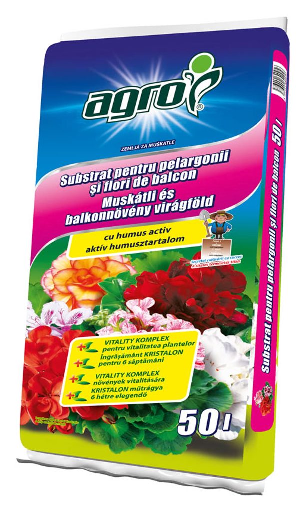 AG-0100-4011-020 – AGRO Muskátli és balkonnövény virágföld 20l